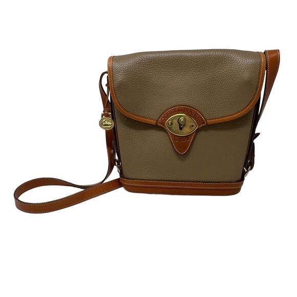 Vintage Dooney & Bourke Taupe Cavalry Spectator Crossbody Bag - Picture 3 of 10